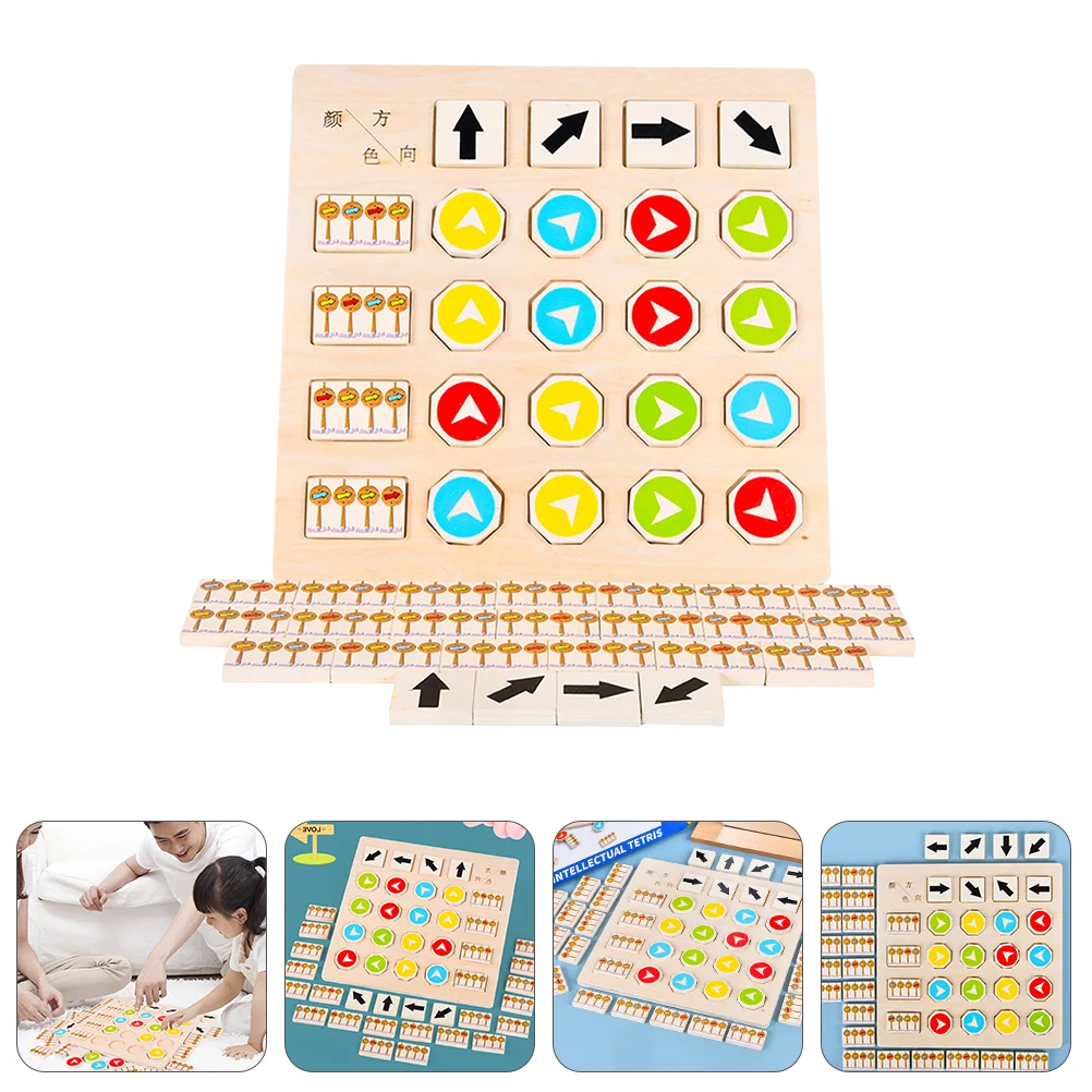 

1 Set Wooden Puzzle Toys Directional Color Cognitive Playset for Toddlers Kids