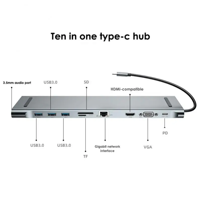 

USB C Hub для Macbook Pro Air HDMI-совместимый с VGA Micro SD Кардридеры RJ45 Aux PD OTG Multi usb-хаб Type C 3,0 адаптер