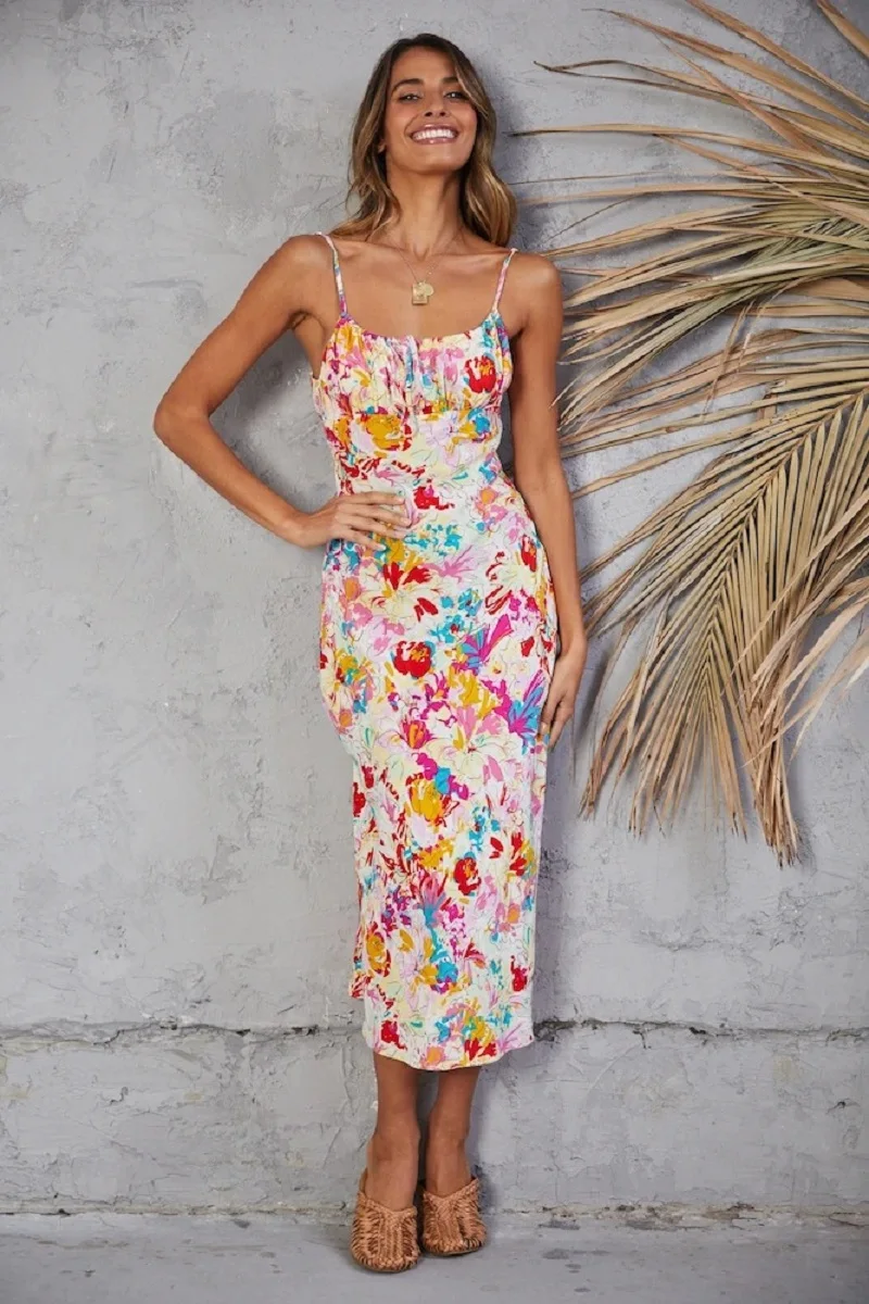 

Платье женское без рукавов, элегантное удобное пляжное пикантное, с регулируемыми бретельками, во французском стиле, для отдыха