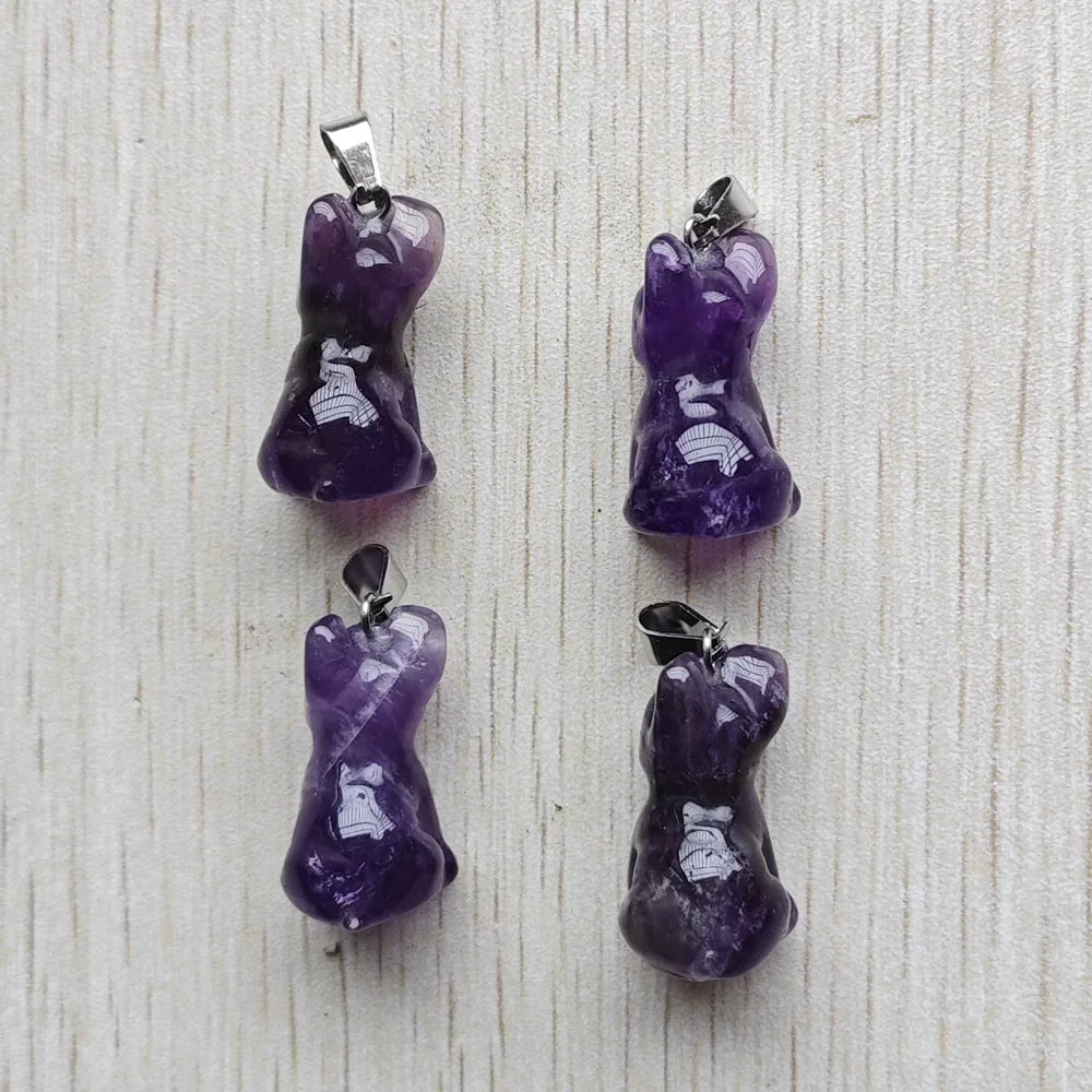 4 шт./партия подвески в форме собаки аметист