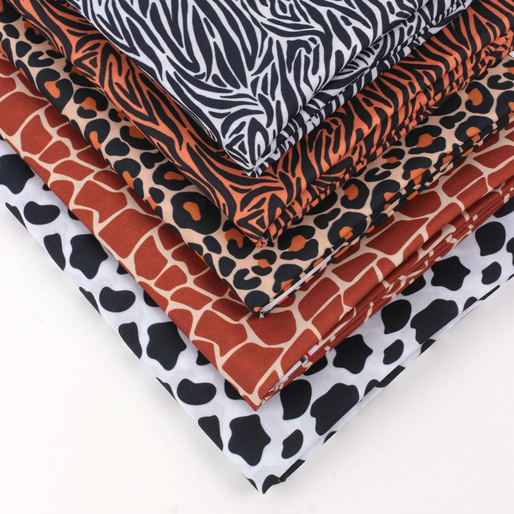Полиэфирно-хлопковые ткани по метру с принтом леопарда и зебры, листы ткани для платья, сумки, ремесла пошива, домашний текстиль 45 * 145 см 1 шт.