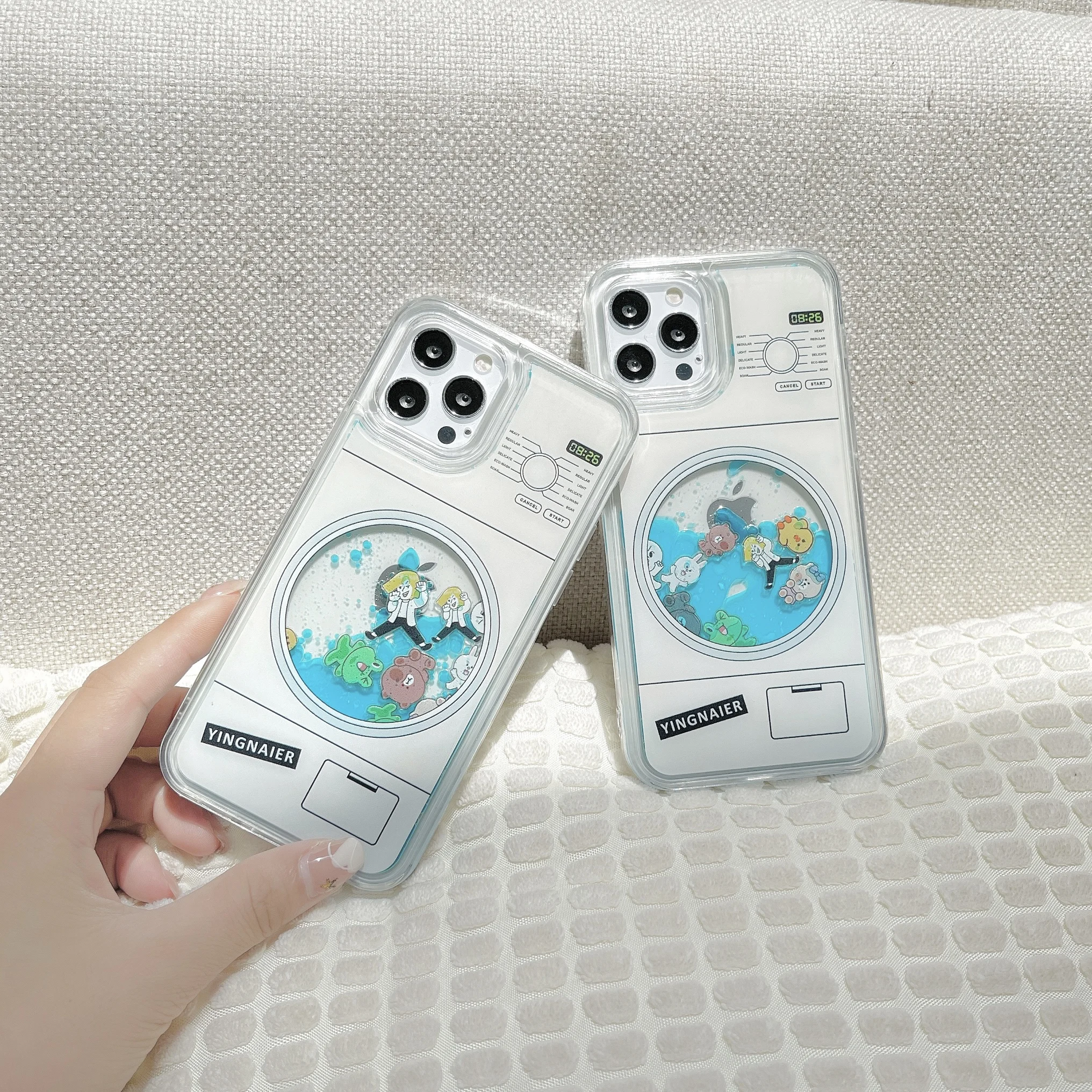 

3D quicksand washing machine pattern For iphone XR X XS 11 12Pro 12 13 13Pro 13Promax 14 14ProMax 14Pro Straight edge hard shell