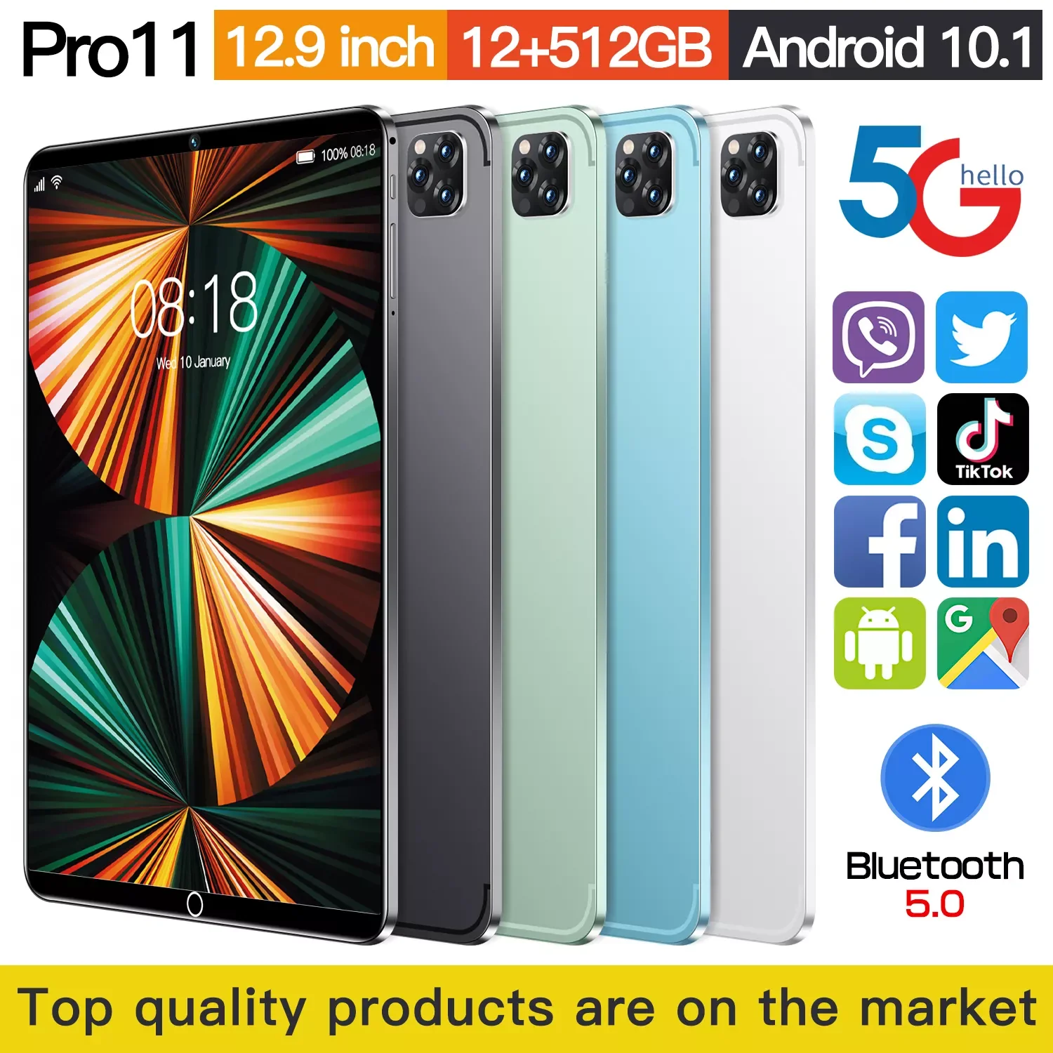 

Планшет P11 pro, 12,9 дюйма, Full HD, Android 10, две Sim-карты, 8800 мАч