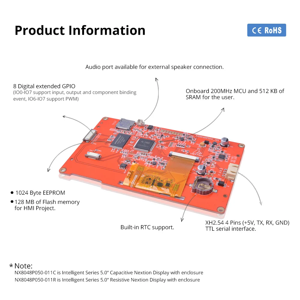 Nextion NX8048P050-011C/R 5 0 "интеллектуальная серия HMI сенсорный дисплей LCD-TFT