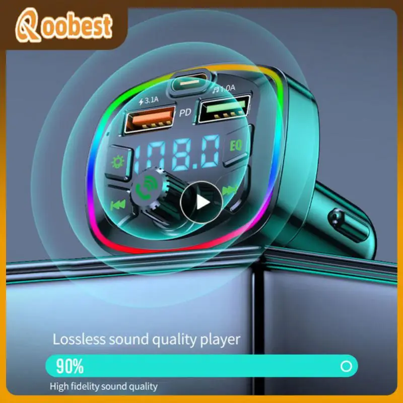 

Lossless Music Fm Transmitter Hands-free Cigarette Lighter Fast Charging Dual Usb Mp3 Music Player Car Accessories Pd 18w Type-c