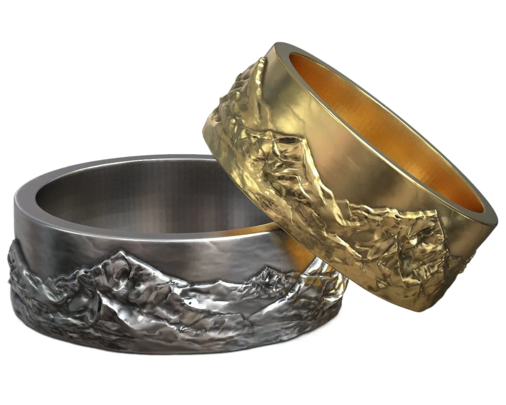 

10 г, обручальное кольцо с изображением горы, пейзажа, Золотое кольцо, 925 проба, серебряные кольца
