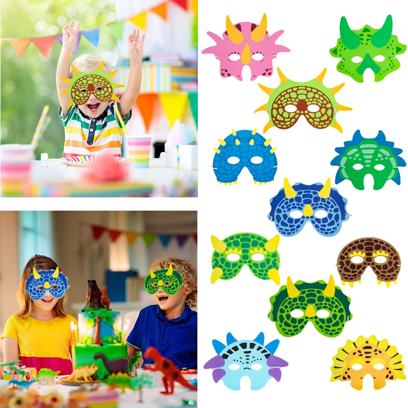 

11pcs/set Dinosaur Party Masks Dinosaur Birthday Party Decoration Kids Themed Masquerade Cosplay Halloween Party Costumes Toy