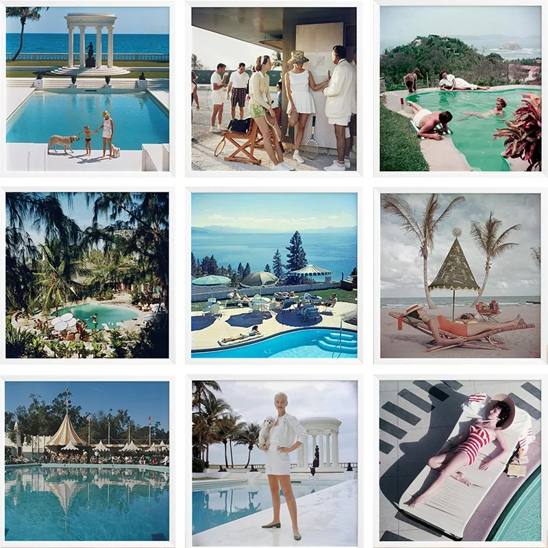 ВИНТАЖНЫЙ ПЛАКАТ с бассейном для фотосъемки Slim Aarons фотопечать на холсте высокого
