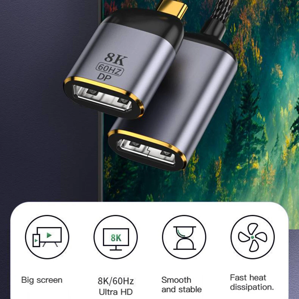 

Адаптер UHD 8K Type-C на DP/HDMI Ethernet для Note Book Pro/Air, 4k @ 60 Гц, поддержка всех выходных видео устройств типа c