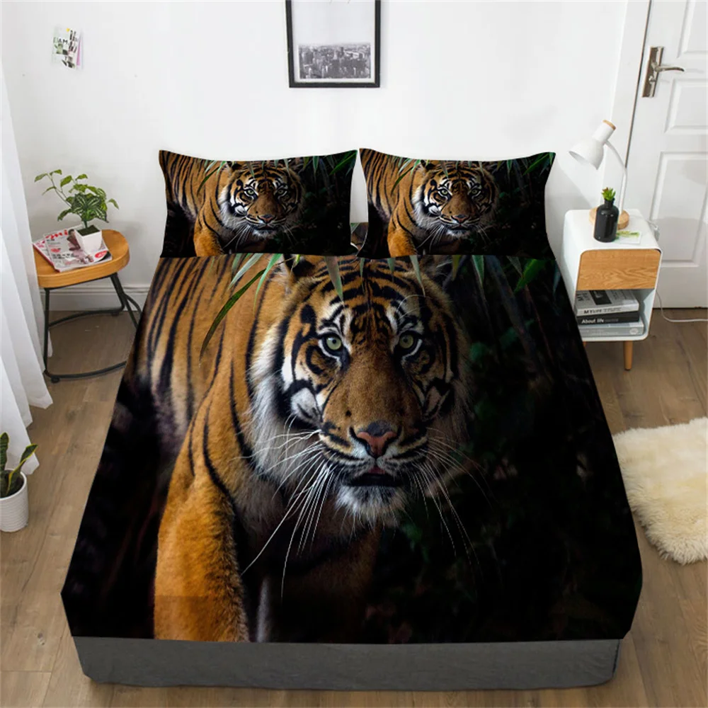

Tiger 3D Comforter Bedding Set Teens Children Twin Size Bed Sheet Sets Home Bedclothes Quilt Duvet Cover Cotton Fitted Sheets