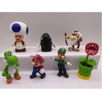 7 stylesset super mario bros yoshi luigi bowser model cartoon doll hand made ornaments action toy figure kids x mas party gifts