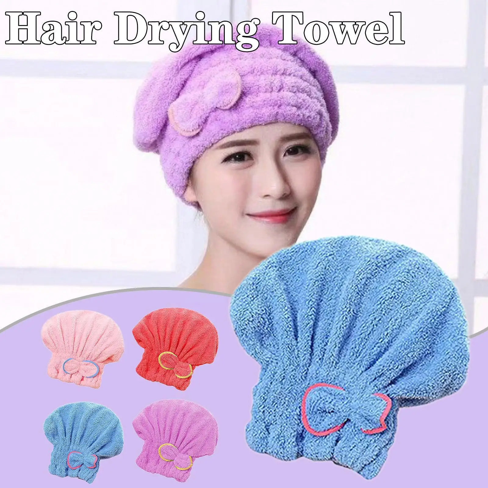 

Women Spa Bowknot Shower Breathability Microfiber Hair Turban Quickly Towel Drying Towel Hats For Sauna Bathroom Accessorie H0V7