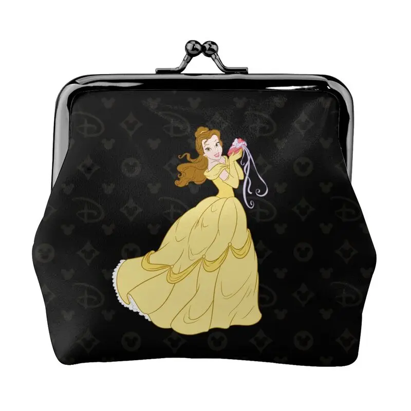 

Disney Brand Bag New Woman Cartoon Print Leather Kiss Lock Coin Purse Design Short Wallet High Quality Girl Clutch Card Holder
