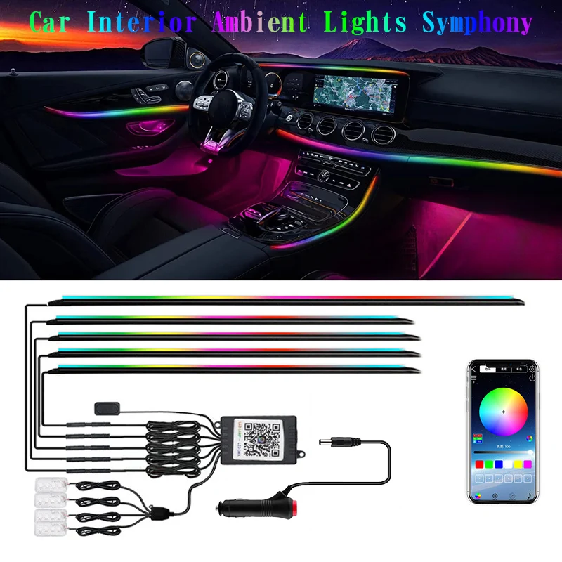 Универсальная автомобильная разноцветная Светодиодная лента с кнопкой