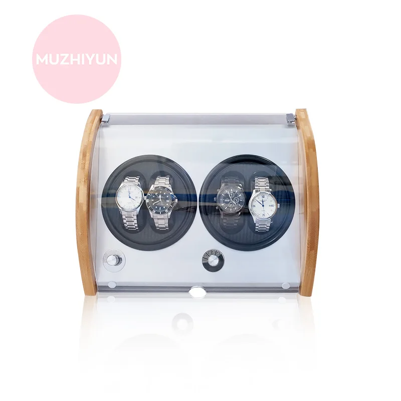 

MUZHIYUN New Product Release] Curved Double-Headed Bamboo Wood Watch Automatic Winder, Silent Japanese Motor, Exclusive Design