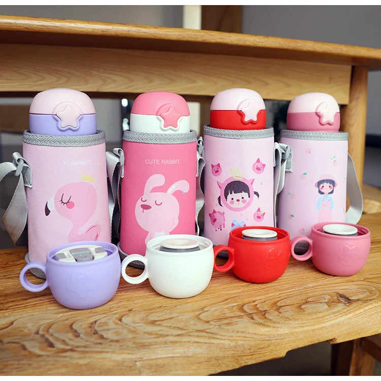 

Мультяшный вакуумный термос из нержавеющей стали 316, детская соломенная чашка, тканевый рукав, ремешок, кукольный горшок, новый термос, чашк...