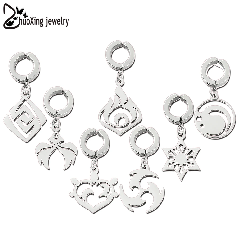 

Genshin Impact Earrings Stainless Steel Jewelry God's Eye Pyro Hydro Anemo Electro Dengro Cyro Geo Element Anime Peripheral