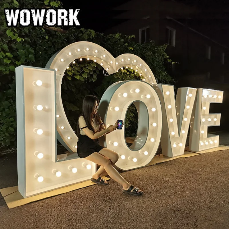 

WOWORK Fushun 2023 LED marquee big 4ft 5ft LOVE letter light sign wedding decoration supplies birthday party events backdrops