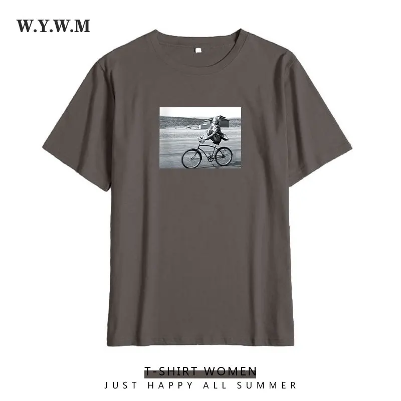 

WYWM Summer Character Printed Tshirts Women Korean Vintage Graphic Tee Harajuku Loose Free Fashion Short Sleeve Female Tops