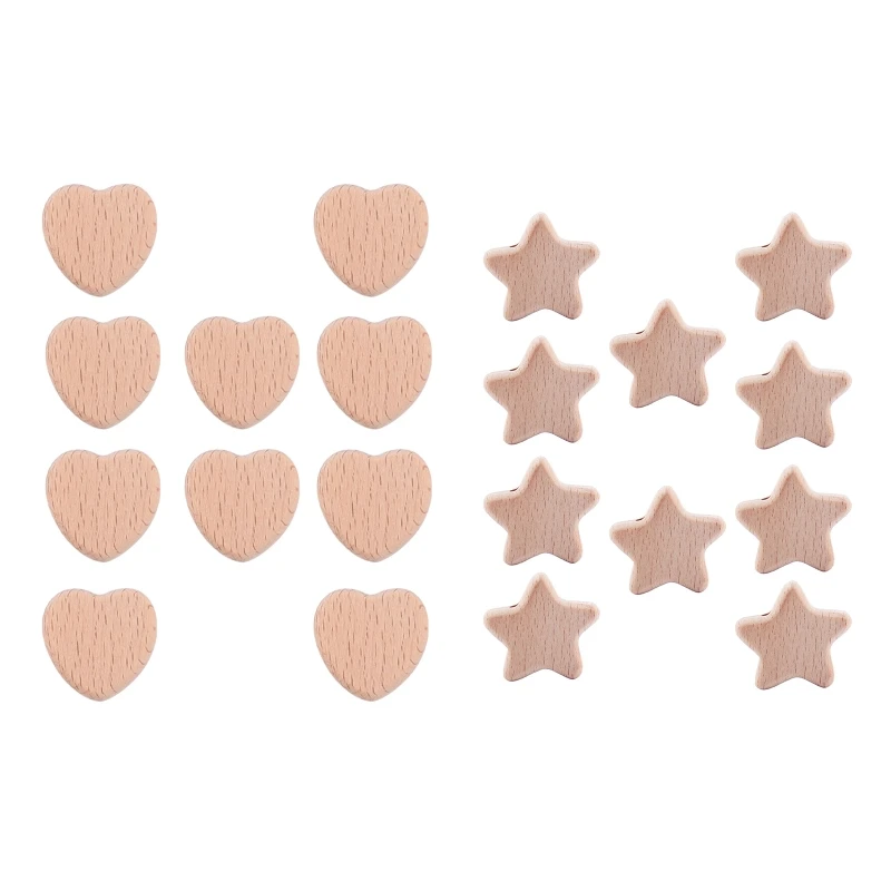 

Baby Wooden Beads Teether Cute Love Heart Stars Nursing Chewing Teething Toyss