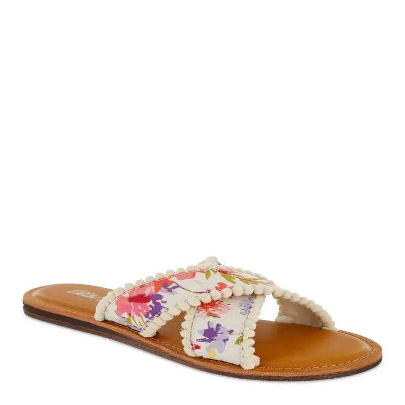 

Crossband Pom Pom Slide Sandals, Women's