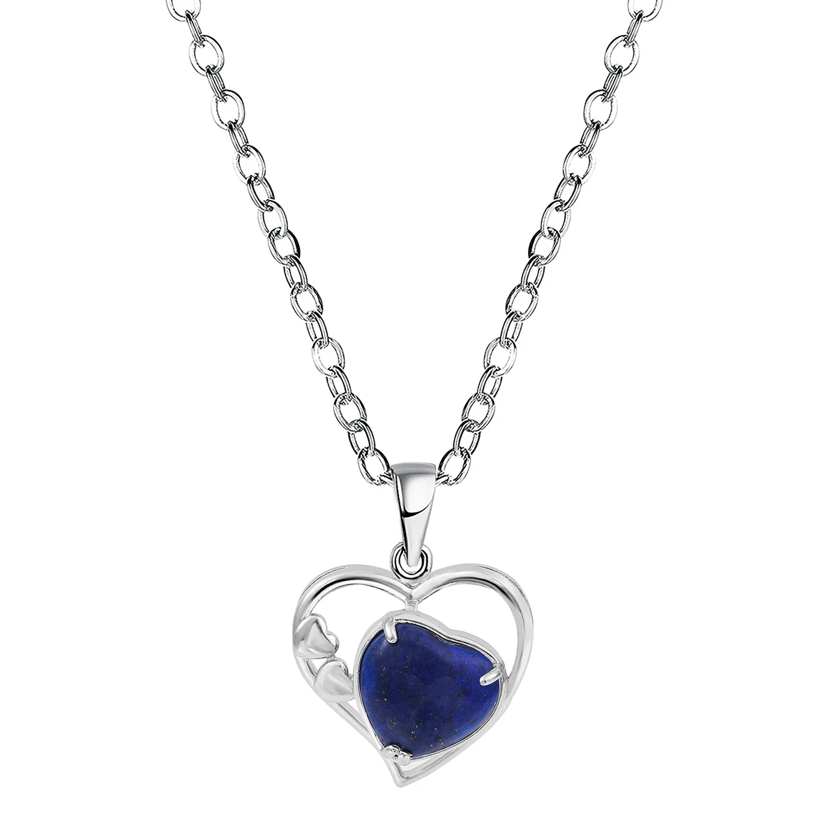 

QIMOSHI Lucky Lapis Lazuli Love Heart Birthstone Necklaces for Women Forever Crystal Pendant Jewelry