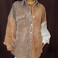 casual womens loose soft corduroy shirt coat 2021 spring fashion womens oversized button jacket womens retro camel coat