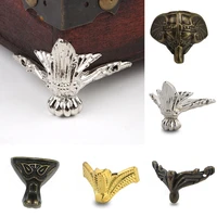 4pcsset antique wood box feet leg corner protector triangle rattan carved decorative bracket for furniture hardware