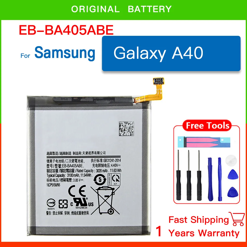 Совершенно новый аккумулятор EB-BA405ABE EB-BA405ABU 3100 мАч для Samsung Galaxy A40 2019 SM-A405FM/DS A405FN/DS