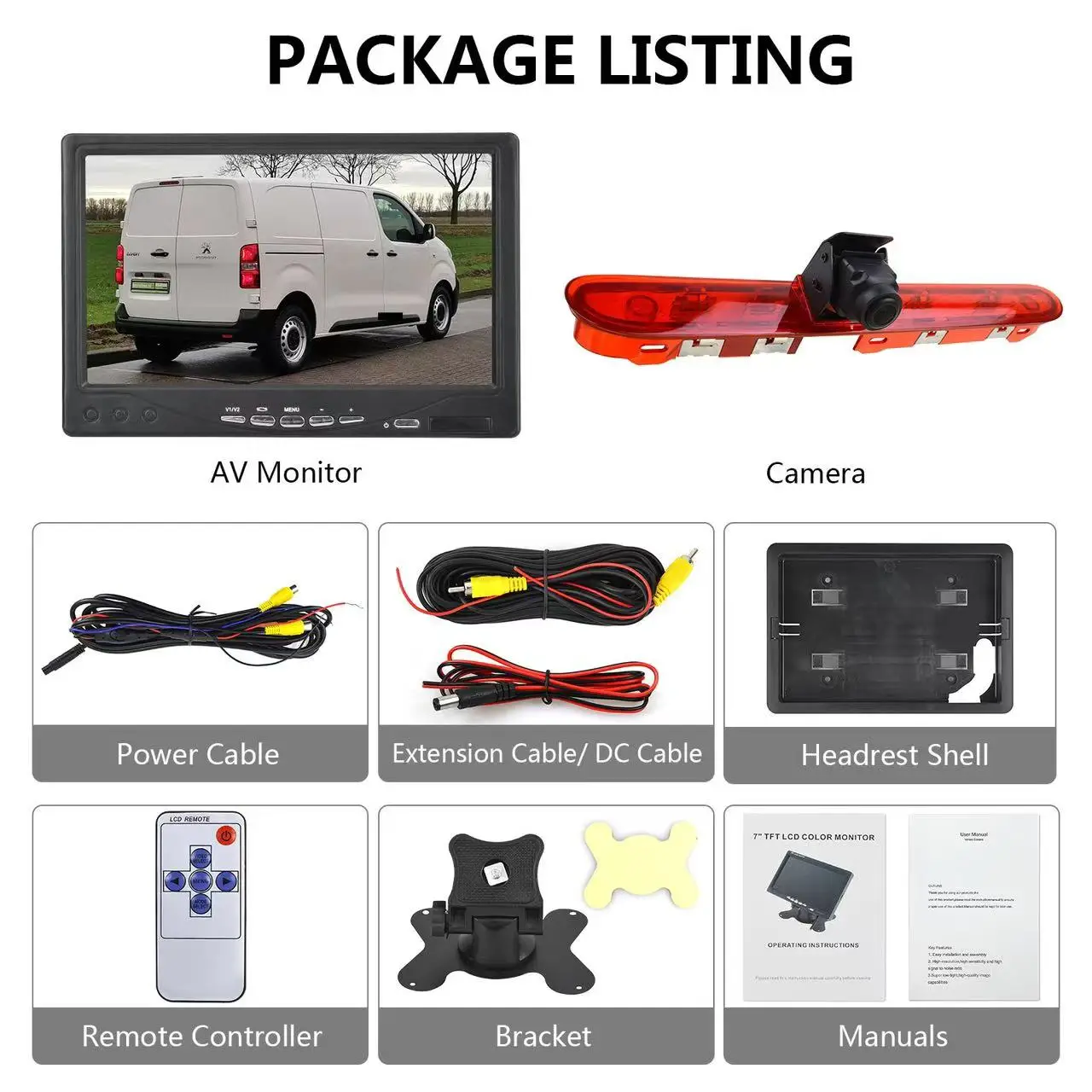 Комплект камеры заднего вида стоп-сигнала для Peugeot Traveler/Expert Citroen Jumpy/SpaceTourer Opel Zafira