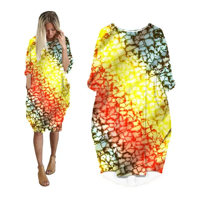 

dresses for women abstract plus size long sleeve fashion vintage woman clothes streetwear christmas ladies clothing female dress