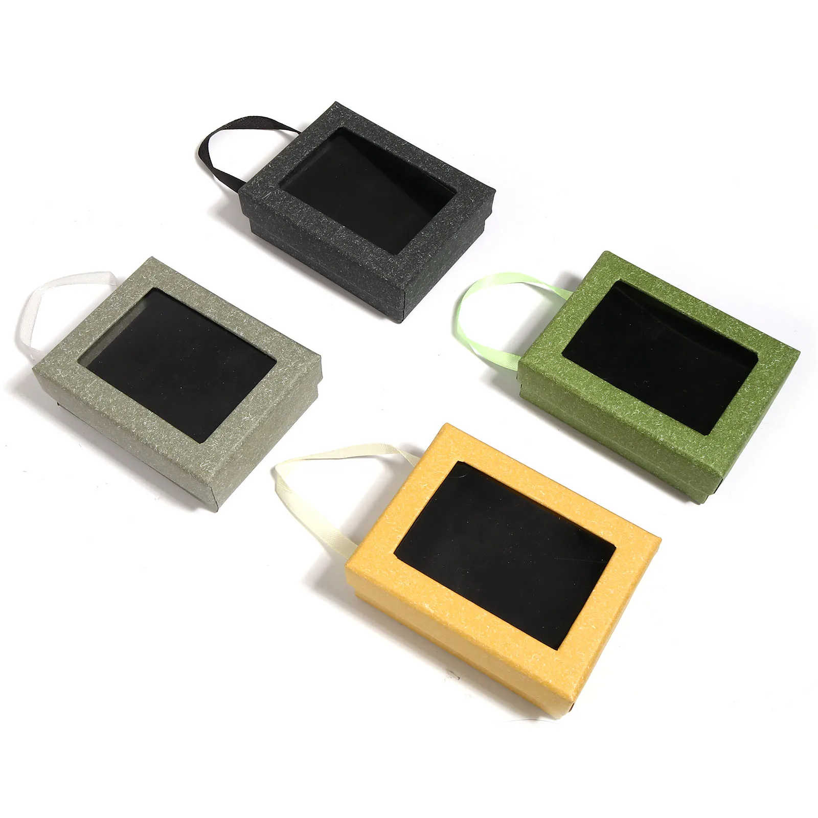 

2PCs Kraft Paper Jewelry Gift Boxes Rectangle Multicolor Organizer Jewelry Case Earring Necklace Organizer Display 9cmx7cmx3.2cm