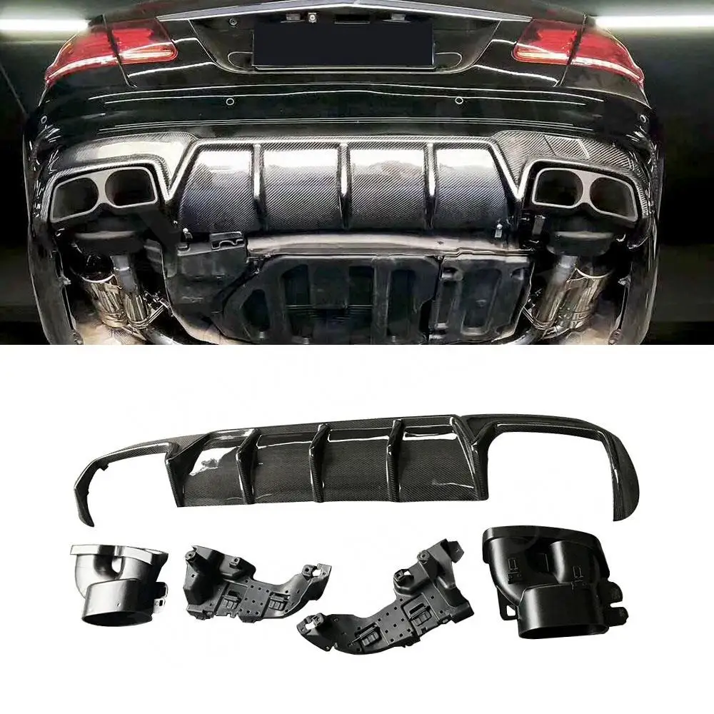 

Carbon Fiber Car Rear Bumper Lip Diffuser With Exhaust tips For Mercedes Benz W212 E260 E300 E400 E63 AMG 2014 -2016 Car Styling