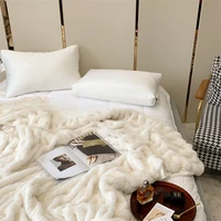 luxury faux fur blanket soft warm imitated rabbit velvet sofa mink throw travel plane blankets plaid blankets on the bed