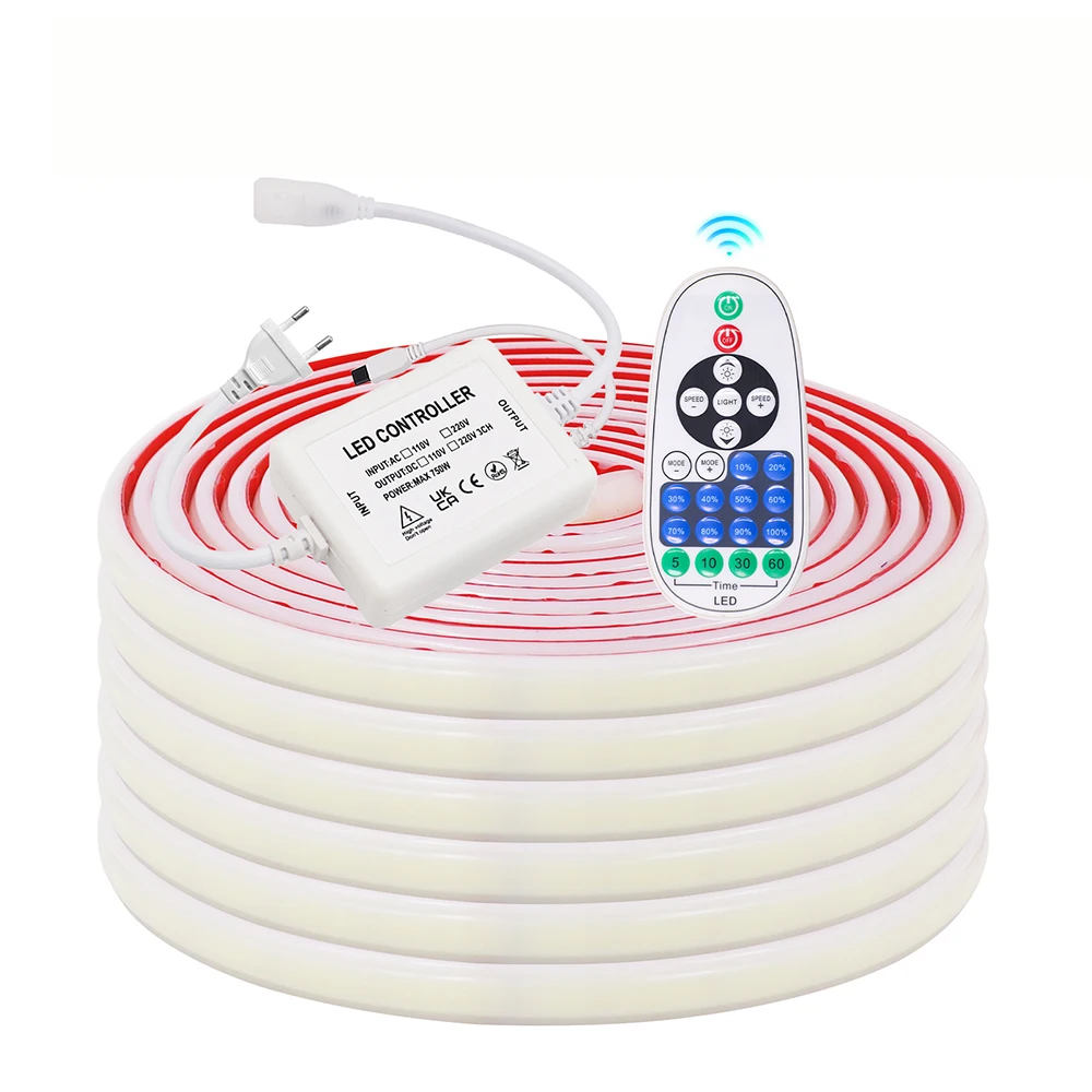 

Приложение Tuya WIFI Bluetooth Control COB Светодиодная лента 220 В с клейкой лентой 240 светодиодов/м Водонепроницаемая неоновая лента Гибкая лента