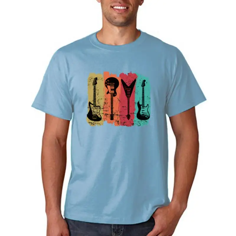 Футболка мужская с принтом электрогитары мягкая удобная рубашка круглым вырезом