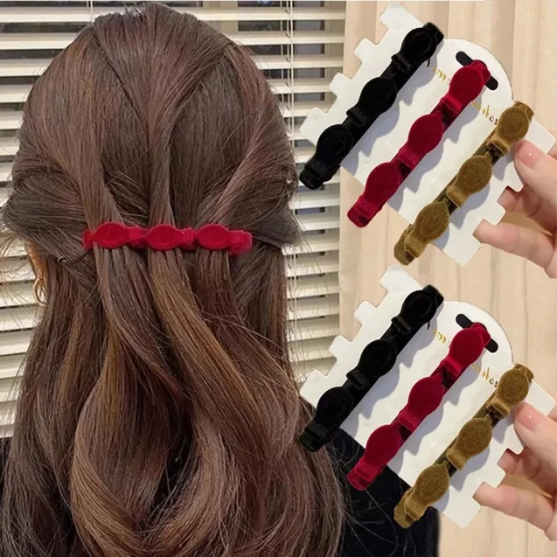 

2 шт. красные флокированные челки заколка для волос черные головные уборы женские милые заколки заколка для волос Alice плетеные аксессуары для волос