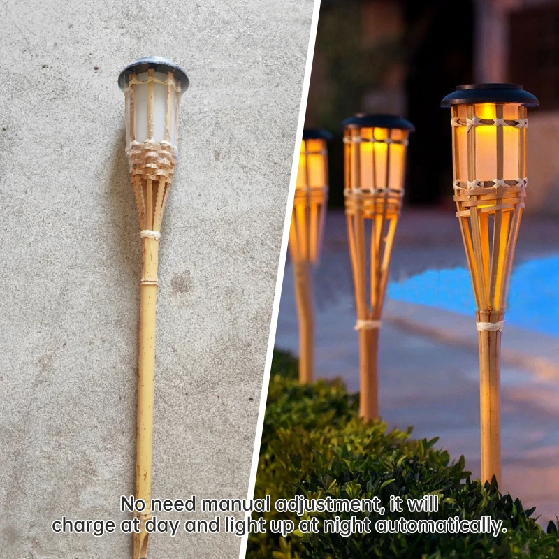 

Солнечная лампа для газона, наружная водонепроницаемая лампа с автоматическим включением и выключением, для дорожек, светодиодное освещение с бамбуковым солнечным пламенем для сада