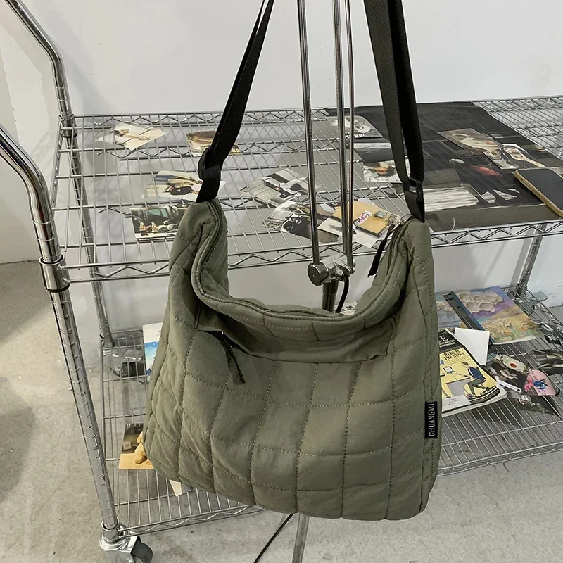 2024 нейлоновая однотонная сумка через плечо высокого качества на молнии модная