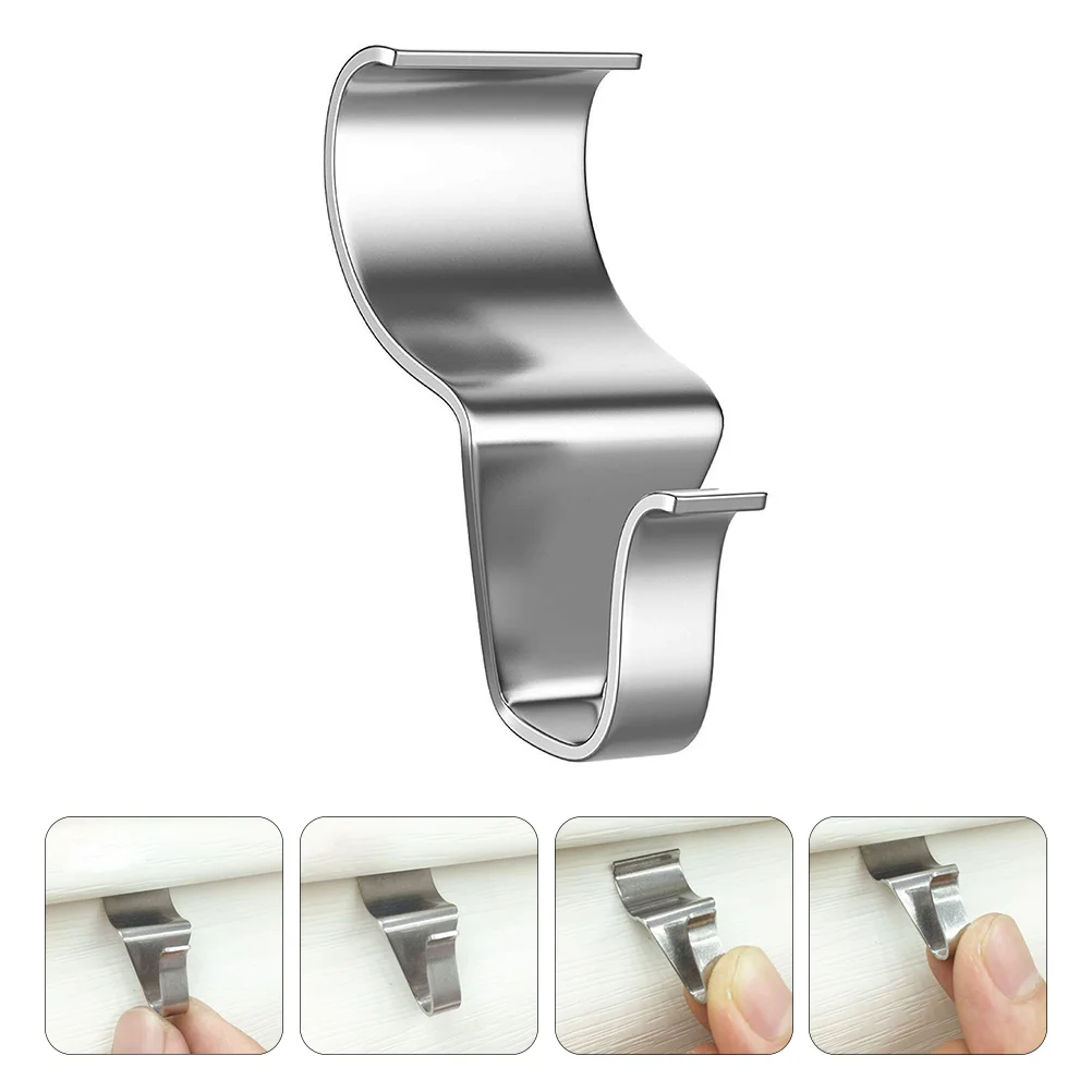 

8 PCS Outdoor Wreath Hook Decoration Siding Hanger Side Clip 4x2cm Security Camera Silver Stainless Steel Vinyl Clips Light