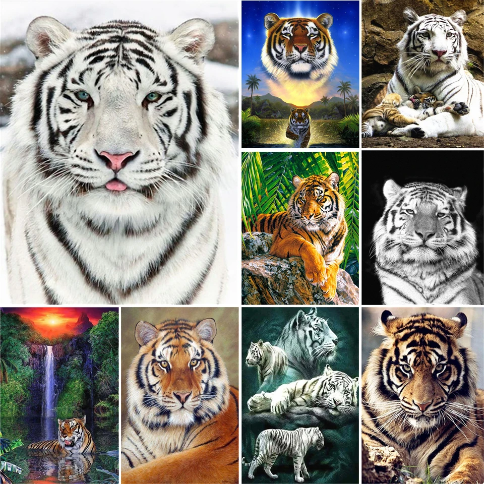Cross Stitch Kits DIY Landscape Ecological Cotton Thread 14CT unPrinted Embroidery Needlework Home Decoration Tigers