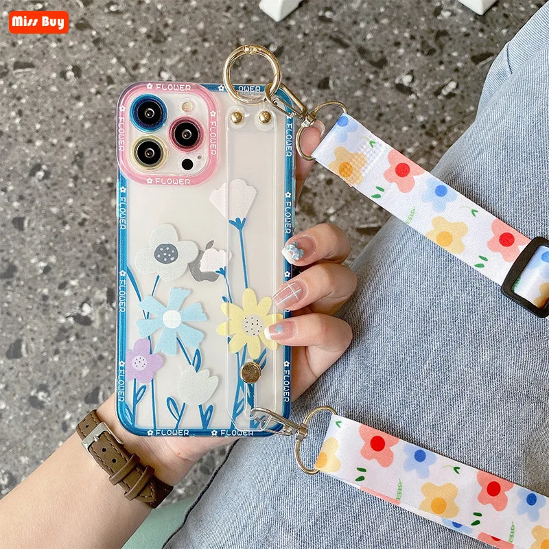 

Flowers Plants Transparent Lanyard Crossbody Wristband Case for Xiaomi mi 10 Ultra 10S 11 Pro 11 Lite MI 12 Pro Ultra Cover