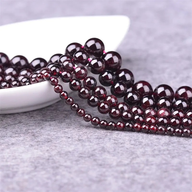 

Quality Natural Garnet Spacer Loose Bead for Jewelry Making DIY Bracelet Accessories ( Pick Size 4 6 8 10 Mm )
