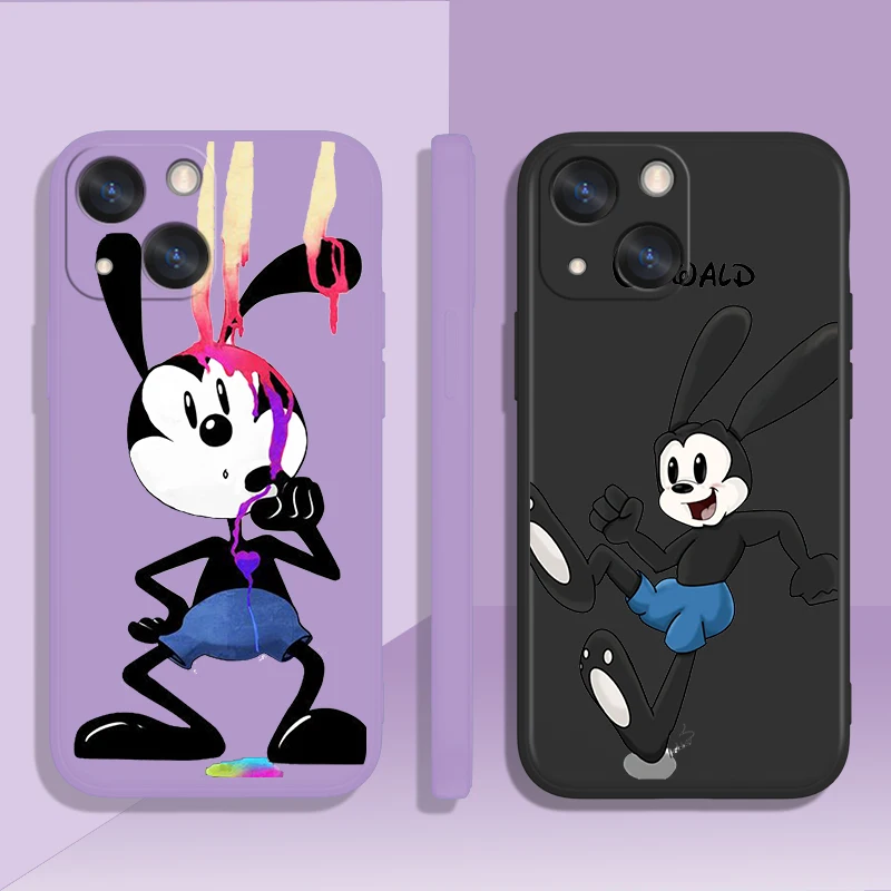 

Disney Lucky Rabbit Oswald For iPhone 14 13 12 SE 11 XS XR X 8 7 Max Pro ProMax mini 2020 Plus Liquid Rope Shockproof Phone Case