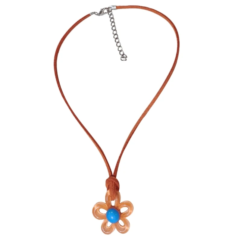 Разноцветное ожерелье с подвеской в ​​виде цветка акриловое бархатное цветком