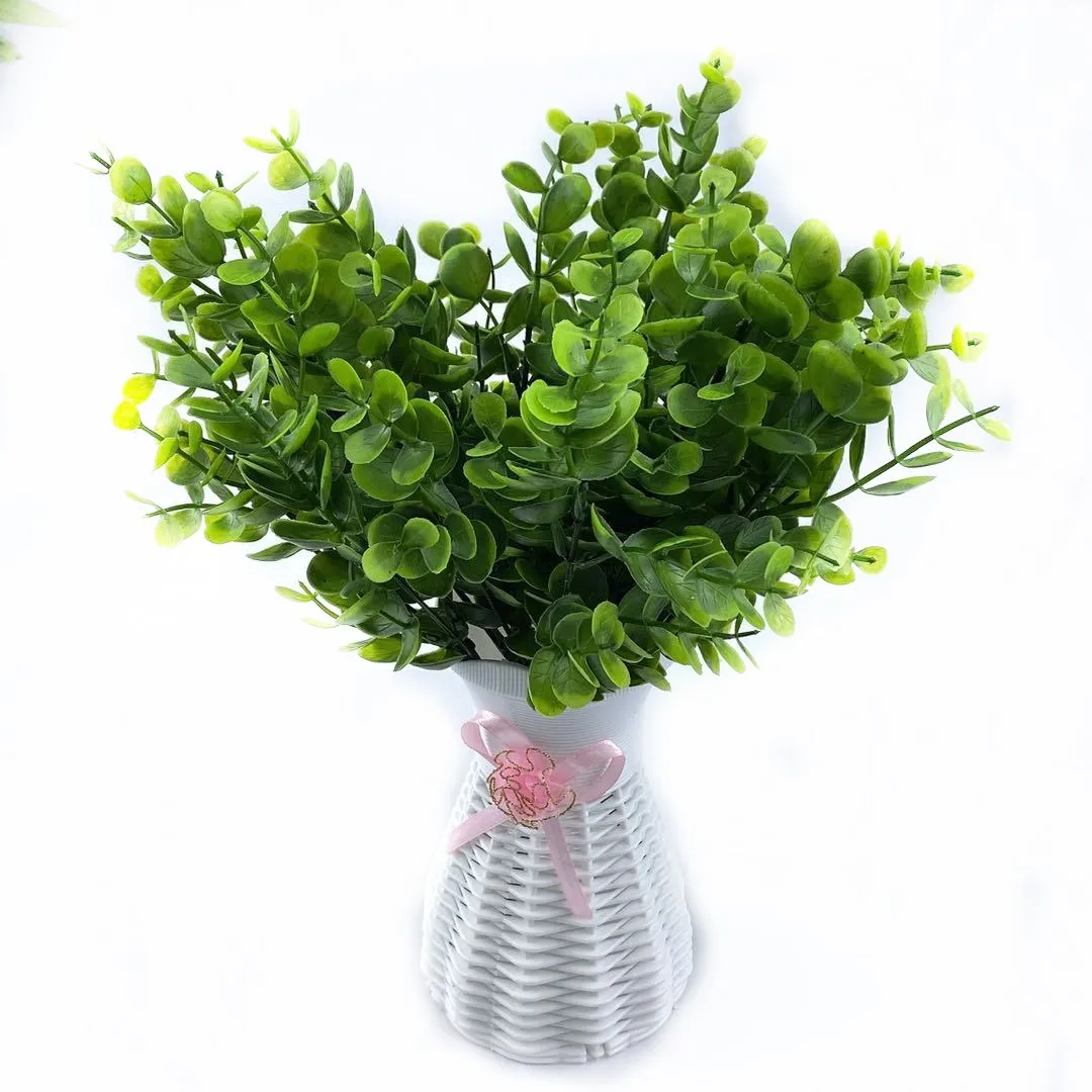 

Artificial Flowers Plastic 7 Forks Plant Green Eucalyptus Fake Plants Home Decoration Gardening Grass Outdoor Decoration Wedding