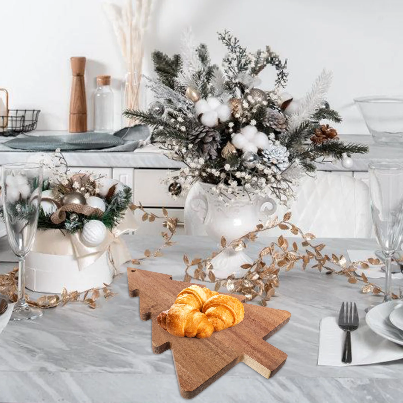 Макетная доска рождественская елка резка ресторан еда обеденная тарелка панель