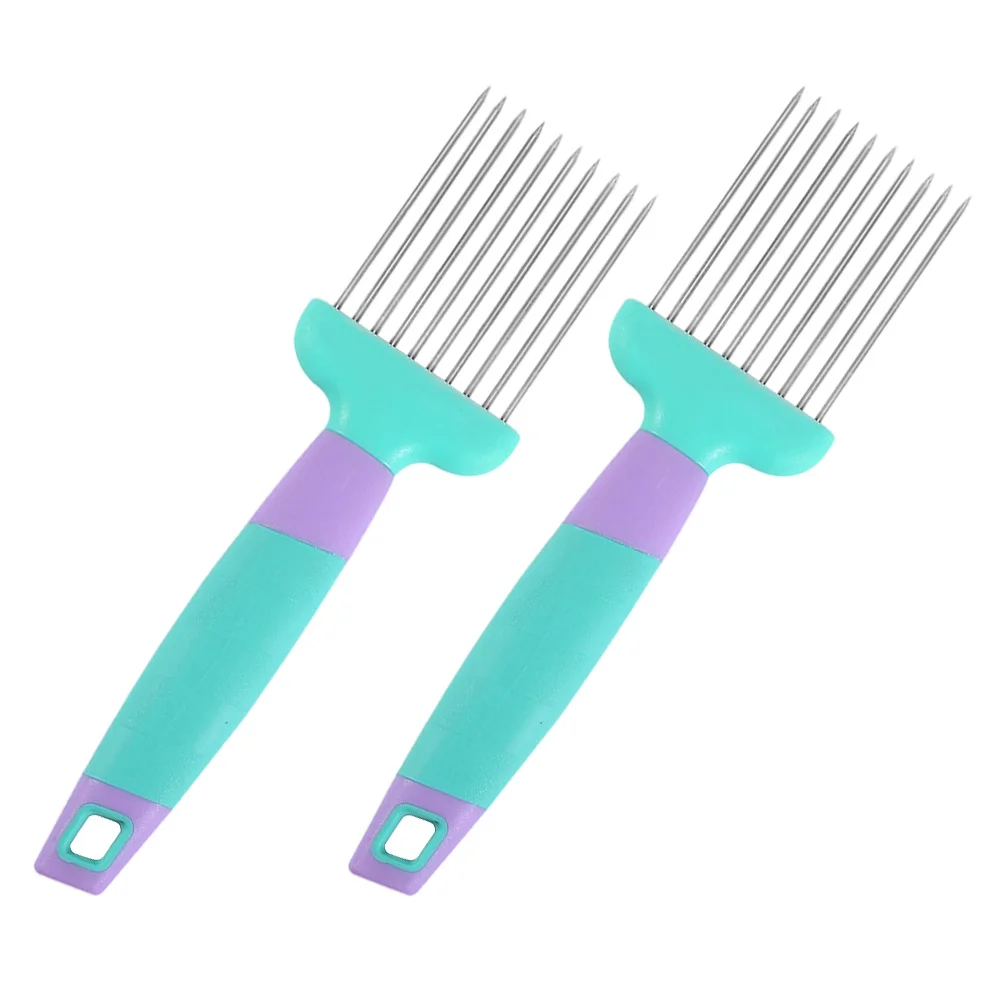 

2 Pcs Mutitool Onion Holder Stainless Steel Multifunctional Peeler Slicing Multipurpose Slicer Cut