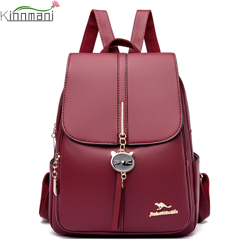 

Luxury PU Leather Shopper Backpack Purse for Women Girls School BookBag Fashion Ladies Shoulder Crossbody Ruck Sack Sac A Dos