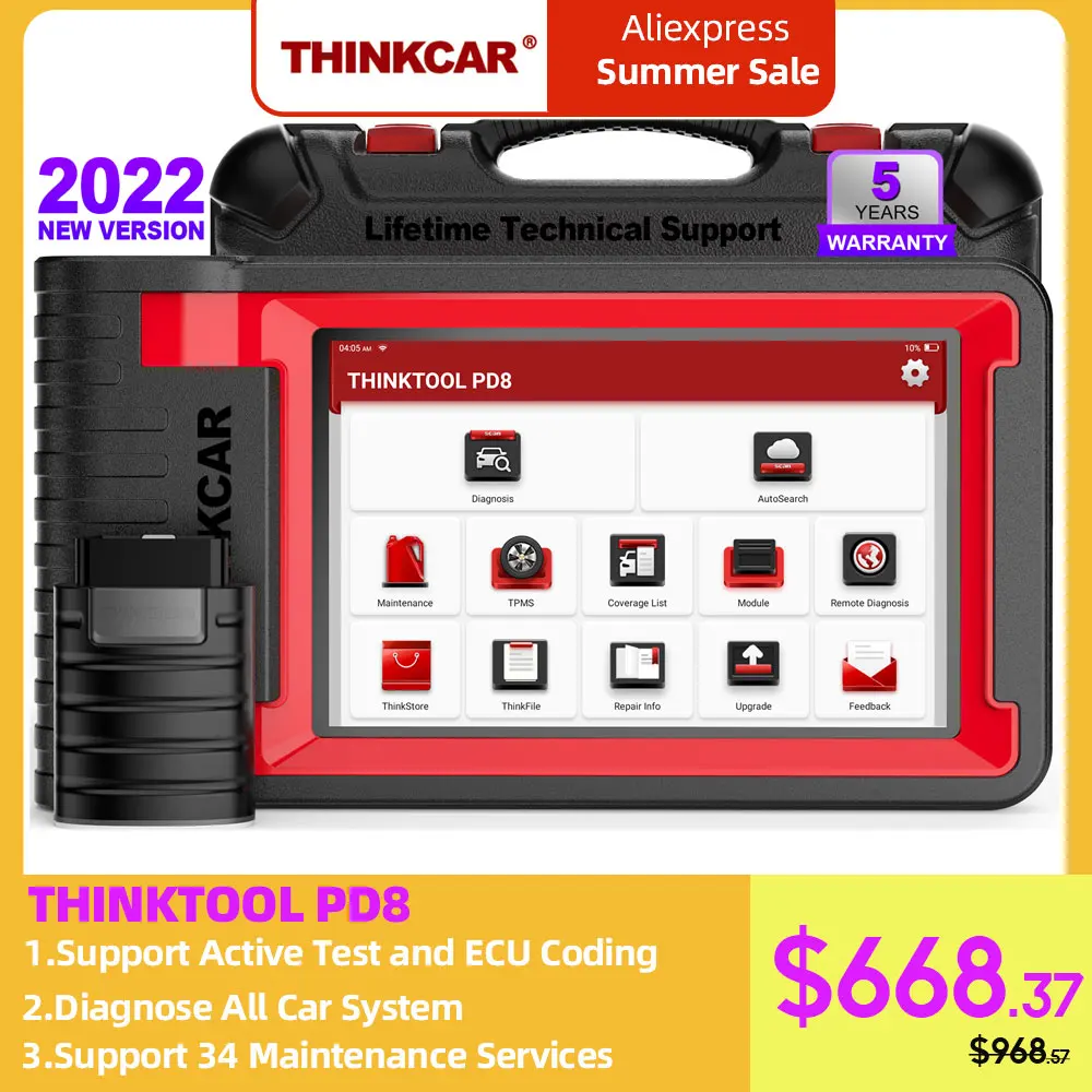 

THINKCAR THINKTOOL PD8 Bi-Directional Scan Tool Full Systems Car Diagnostic Scanner 34 Resets ECU Coding AutoAuth for FCA SGW